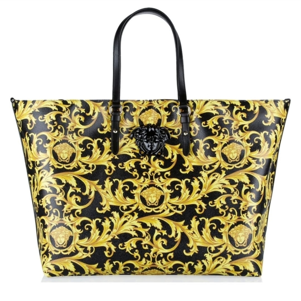 Versace Gold and Black Ornate Tote